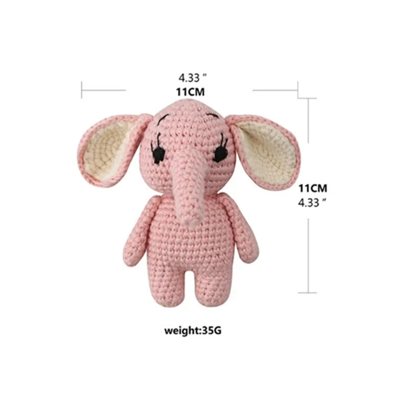 BPA Free Safe Crochet Baby Teether Cartoon Bunny Wooden Rattle Toys DIY Infant Newborn Teething Ring Baby Stroller Cot Baby Toy