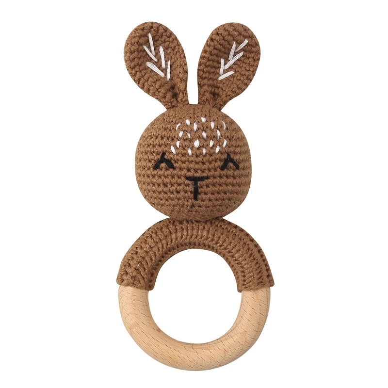 Hochet en Bois Lapin Tricoté