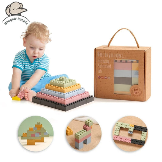 Blocs de construction en silicone - Jeu éducatif Montessori (24 pièces)