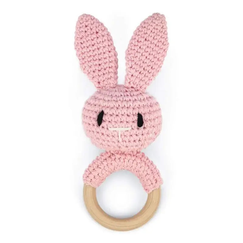 Hochet en Bois Lapin Tricoté