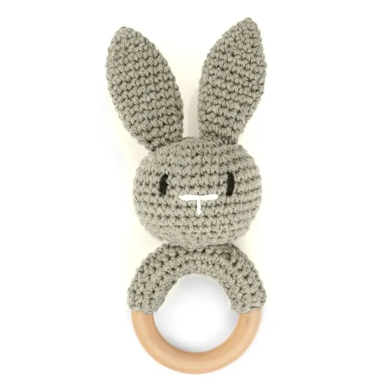 Hochet en Bois Lapin Tricoté