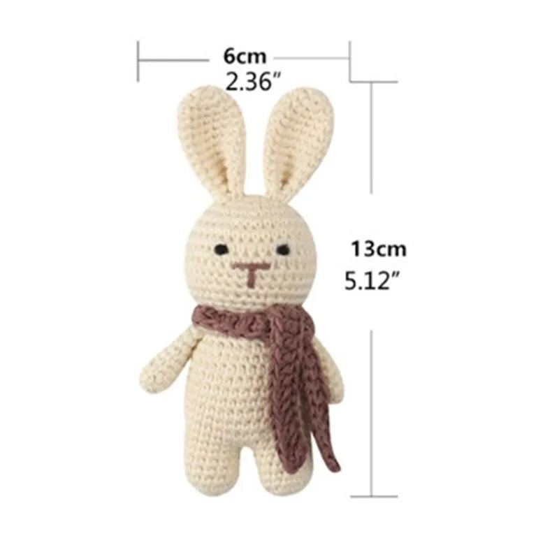 BPA Free Safe Crochet Baby Teether Cartoon Bunny Wooden Rattle Toys DIY Infant Newborn Teething Ring Baby Stroller Cot Baby Toy