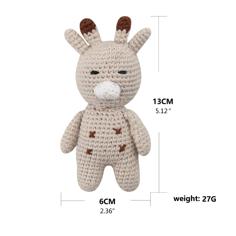 BPA Free Safe Crochet Baby Teether Cartoon Bunny Wooden Rattle Toys DIY Infant Newborn Teething Ring Baby Stroller Cot Baby Toy
