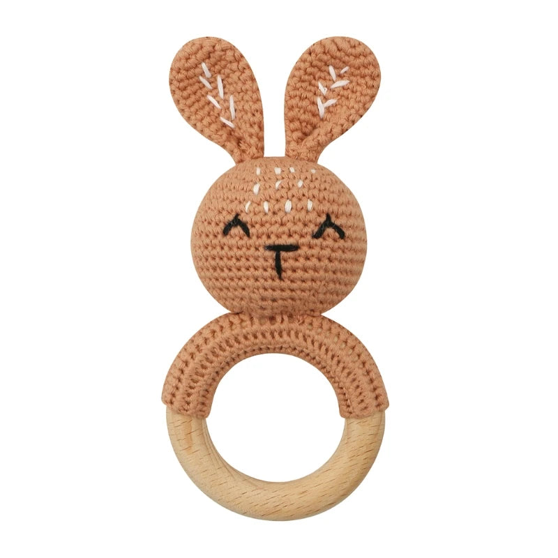 Hochet en Bois Lapin Tricoté