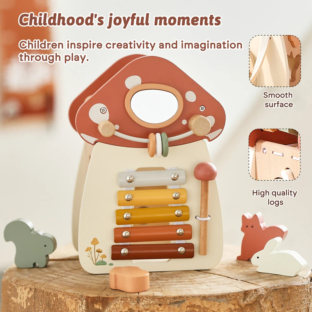 Jouet en Bois 5-en-1 Champignons Montessori