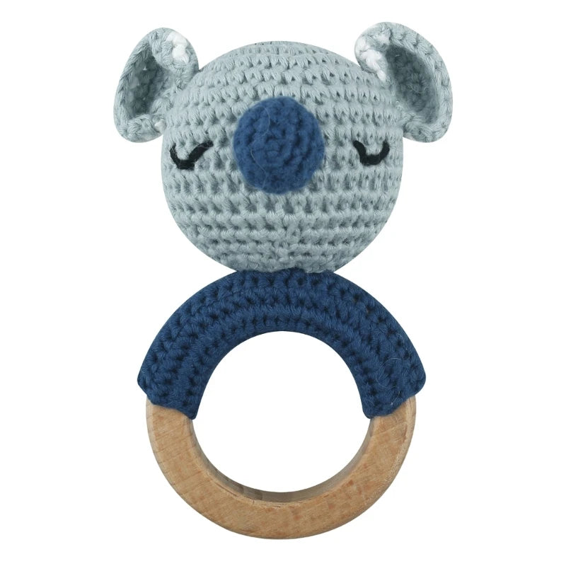 Hochet en Bois Lapin Tricoté