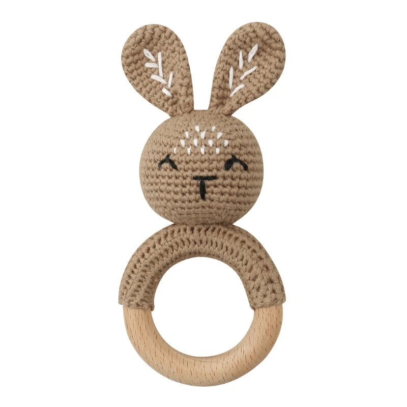 Hochet en Bois Lapin Tricoté
