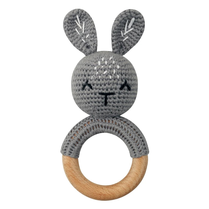 Hochet en Bois Lapin Tricoté