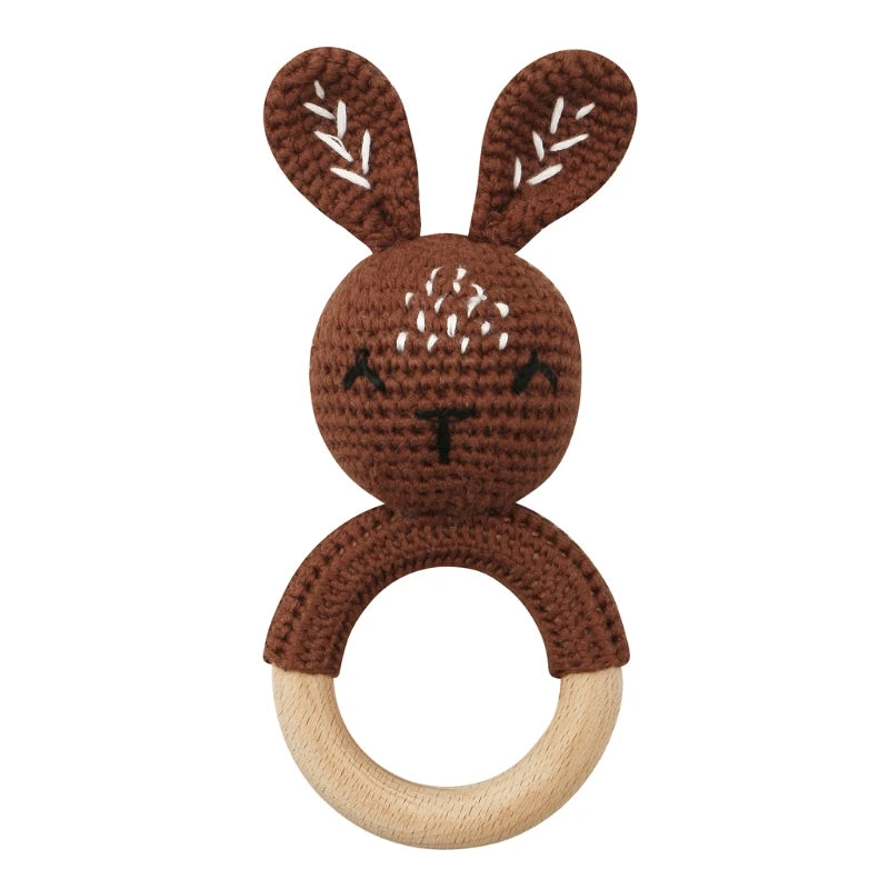 Hochet en Bois Lapin Tricoté