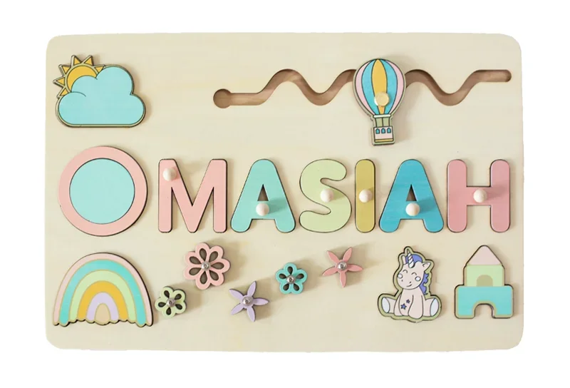 Custom Personalized Name Puzzle for Kids Baby Birthday Gifts Montessori Wooden Toddler Puzzles Board Educational Learning Toys