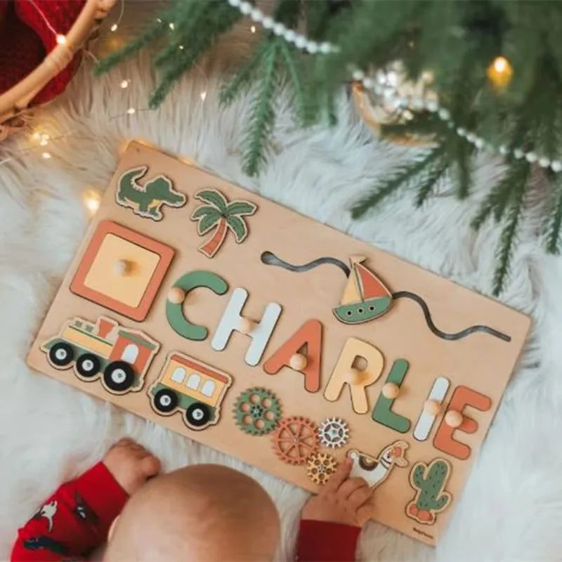 Custom Personalized Name Puzzle for Kids Baby Birthday Gifts Montessori Wooden Toddler Puzzles Board Educational Learning Toys