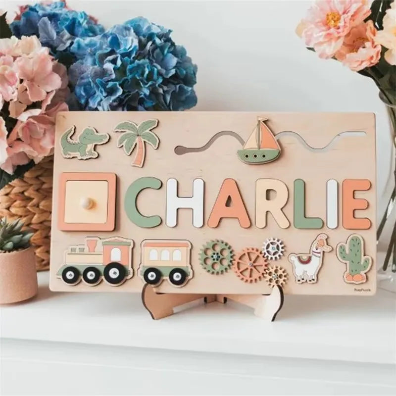 Custom Personalized Name Puzzle for Kids Baby Birthday Gifts Montessori Wooden Toddler Puzzles Board Educational Learning Toys