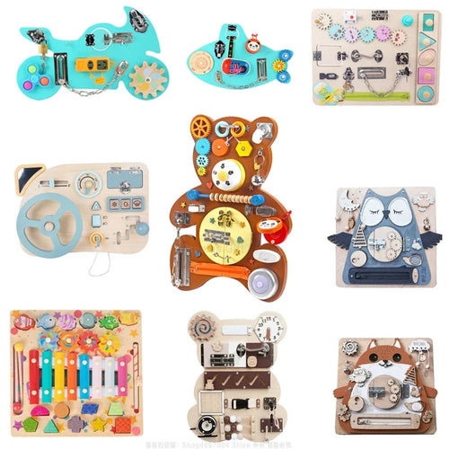 For 1-3-5-7 Years Busy Board Wooden Montessori Intelligence Toddlers Toys Activity Learning Game Kids Baby Child BusyBoard Gifts