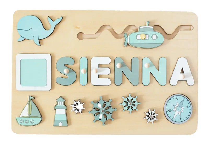 Custom Personalized Name Puzzle for Kids Baby Birthday Gifts Montessori Wooden Toddler Puzzles Board Educational Learning Toys