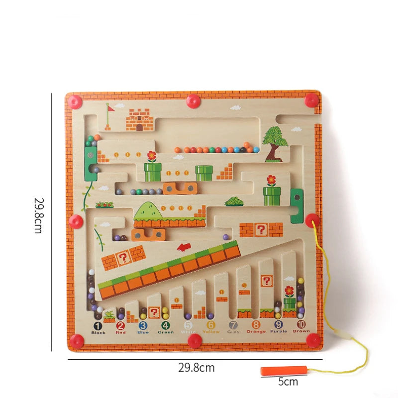 Children Magnetic Color and Number Maze Wooden Puzzle Activity Board Learning Educational Counting Matching Montessori Kids Toys