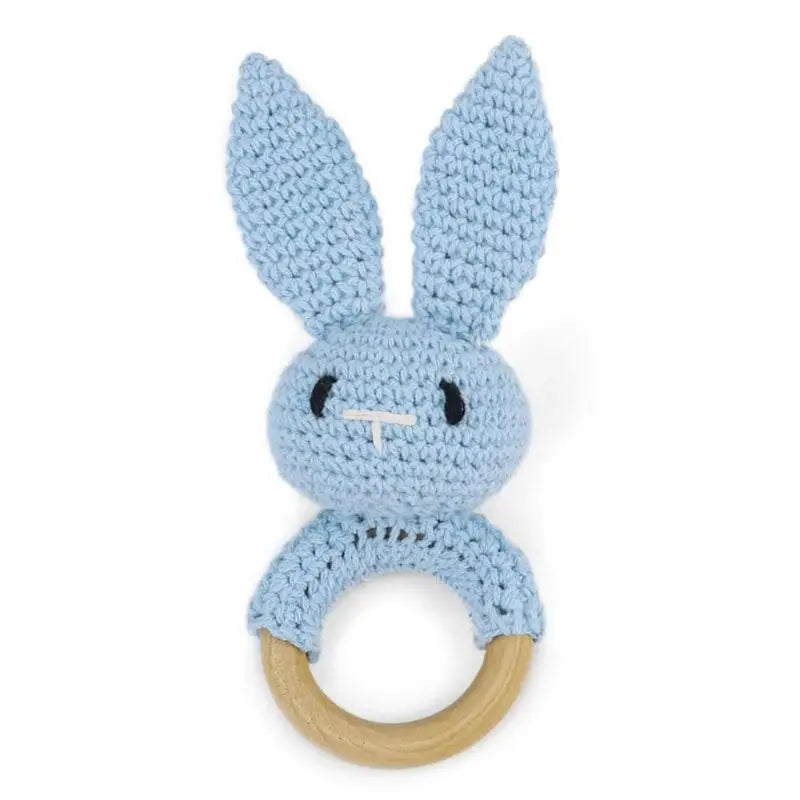 Hochet en Bois Lapin Tricoté