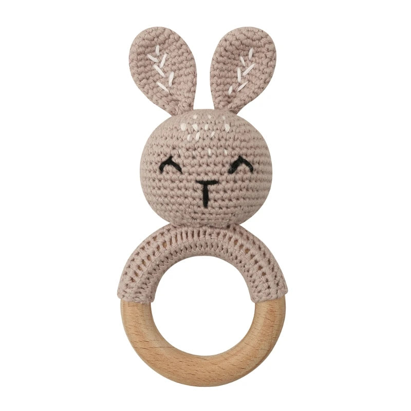 Hochet en Bois Lapin Tricoté