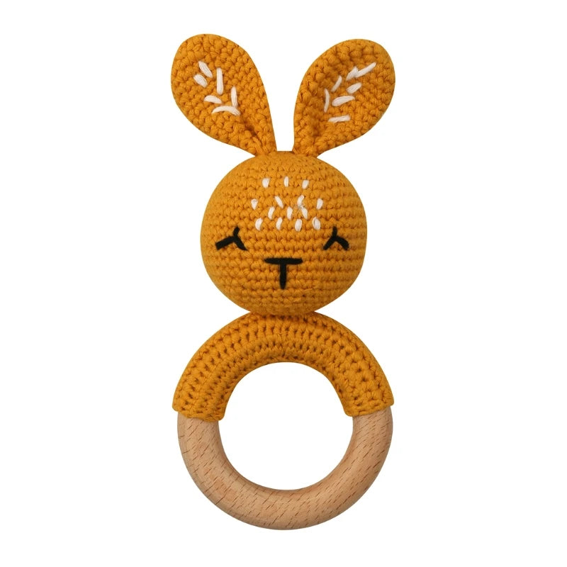 Hochet en Bois Lapin Tricoté