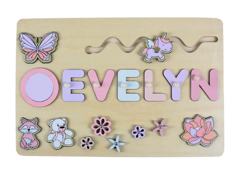 Custom Personalized Name Puzzle for Kids Baby Birthday Gifts Montessori Wooden Toddler Puzzles Board Educational Learning Toys