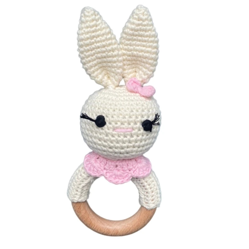 Hochet en Bois Lapin Tricoté