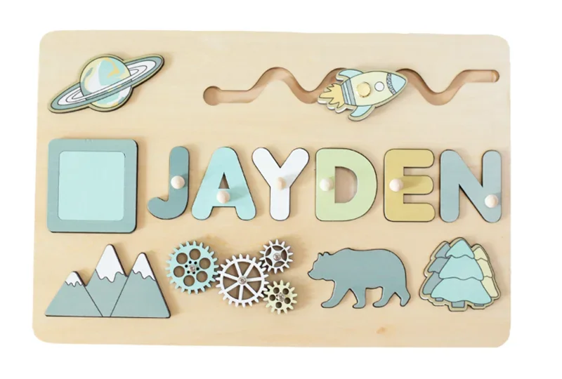 Custom Personalized Name Puzzle for Kids Baby Birthday Gifts Montessori Wooden Toddler Puzzles Board Educational Learning Toys