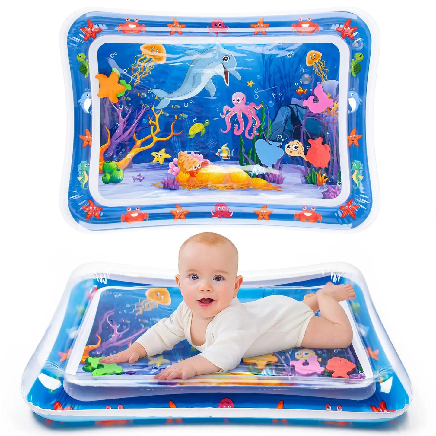 1 PCS Children's Inflatable Pat Pad Baby Pat Pad PVC Marine Animal Water Pad Toy Baby Crawling Inflatable Water Pad Water Toy