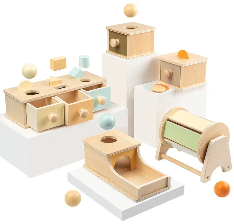Montessori Baby Early Learning Toys Chroma Wooden Practice Color Shape Cognition Match Round Rectangular Box Sensory Toys Gifts