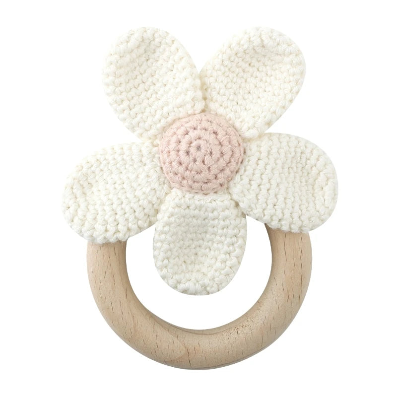 Hochet en Bois Lapin Tricoté