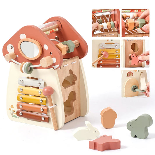 Jouet en Bois 5-en-1 Champignons Montessori