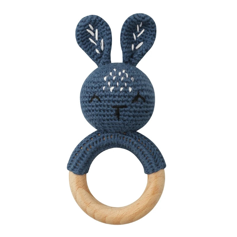 Hochet en Bois Lapin Tricoté