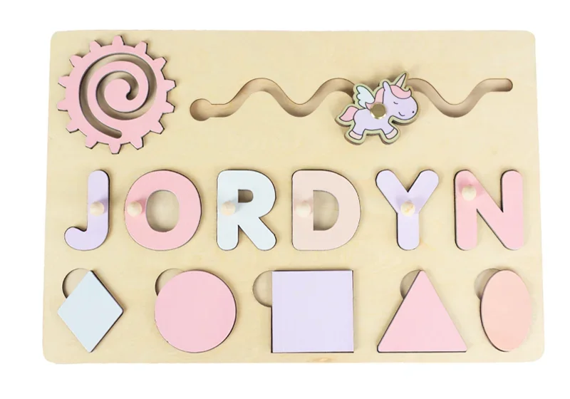 Custom Personalized Name Puzzle for Kids Baby Birthday Gifts Montessori Wooden Toddler Puzzles Board Educational Learning Toys