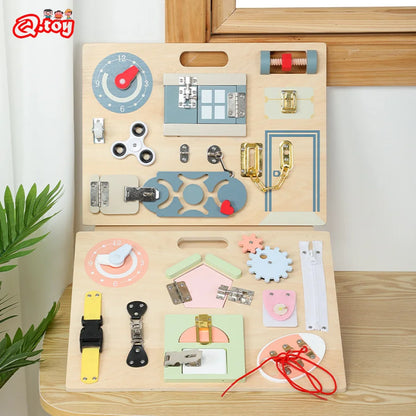 Wooden Montessori Busyboards Latch Lock Daily Skill Learning Education Busy Boards Children Training Cognition Interactive Toys