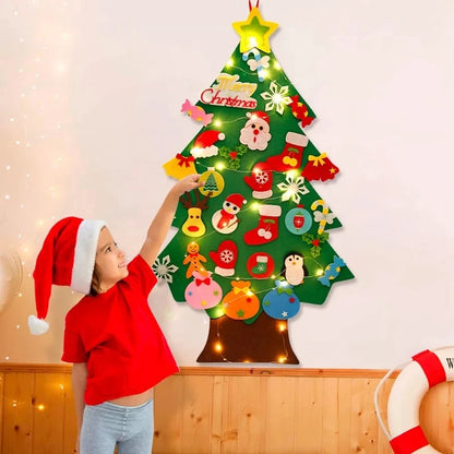 DIY Felt Christmas Tree Merry Christmas Decorations for Home 2024 Navidad Xmas Tree with Light Christmas Ornaments New Year Gift