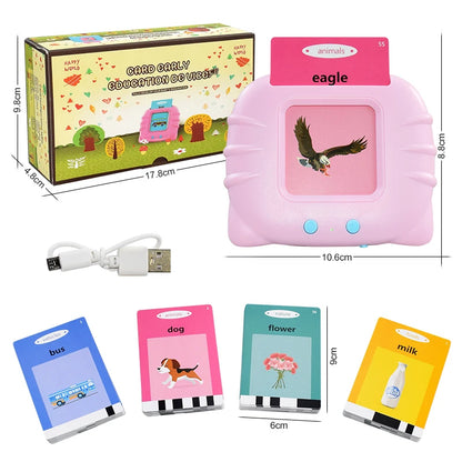 Educational Kid Learning English Toy Talking Word Flash Card Machine Kindergarten English Electronic Book Toddler Reading Gadget