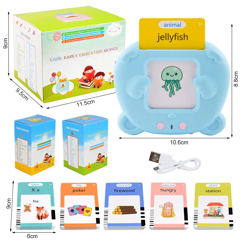 Educational Kid Learning English Toy Talking Word Flash Card Machine Kindergarten English Electronic Book Toddler Reading Gadget