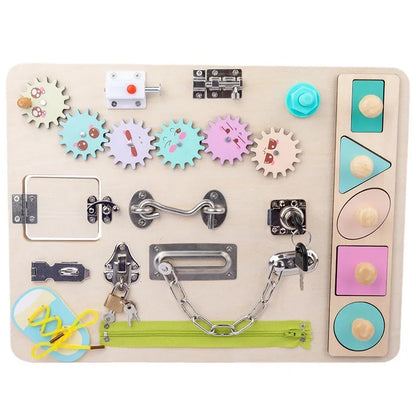 For 1-3-5-7 Years Busy Board Wooden Montessori Intelligence Toddlers Toys Activity Learning Game Kids Baby Child BusyBoard Gifts