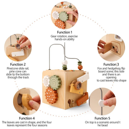 Five-in-one Wooden Multifunctional Baby Toys Exercise Children's hand-eye Coordination Logic Imagination Space Montessorri Toys