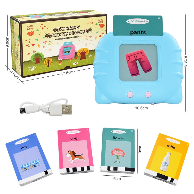 Educational Kid Learning English Toy Talking Word Flash Card Machine Kindergarten English Electronic Book Toddler Reading Gadget