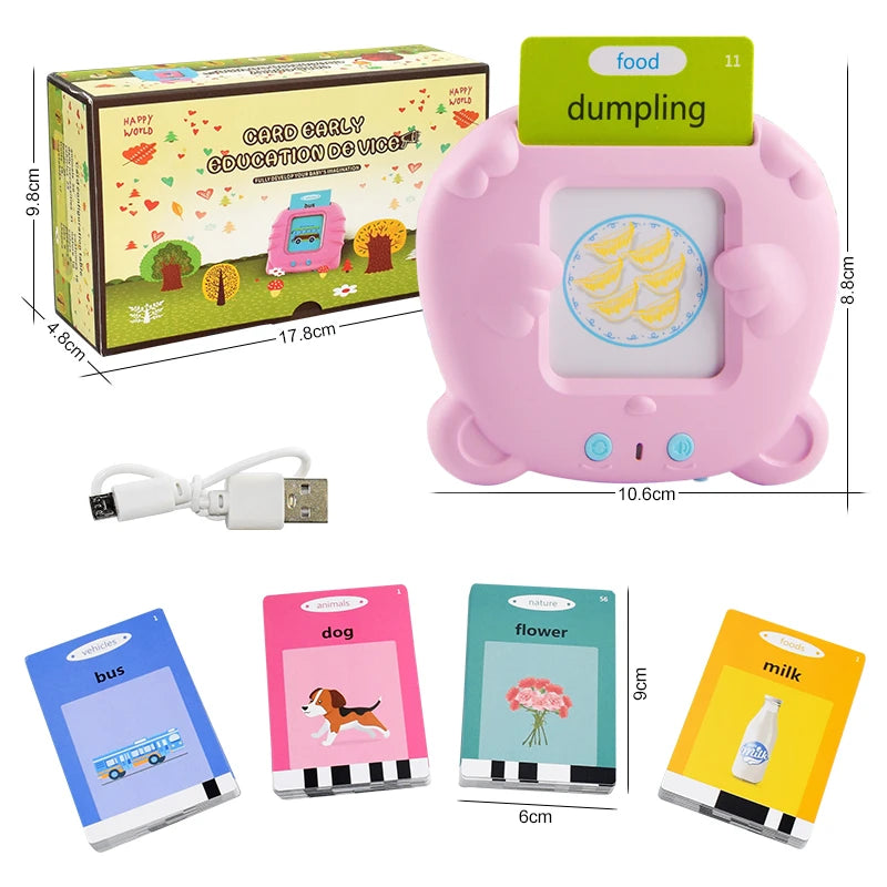 Educational Kid Learning English Toy Talking Word Flash Card Machine Kindergarten English Electronic Book Toddler Reading Gadget