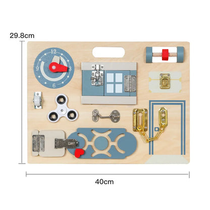 Wooden Montessori Busyboards Latch Lock Daily Skill Learning Education Busy Boards Children Training Cognition Interactive Toys