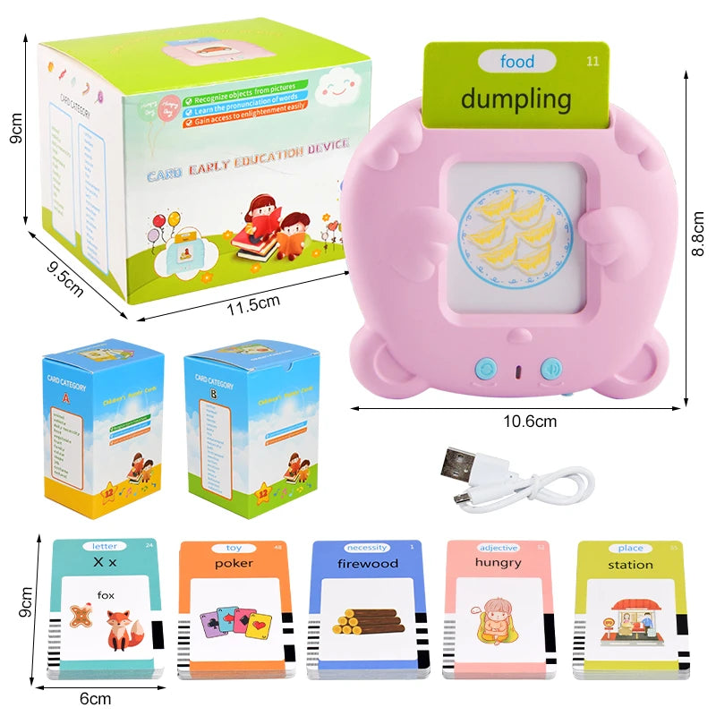 Educational Kid Learning English Toy Talking Word Flash Card Machine Kindergarten English Electronic Book Toddler Reading Gadget