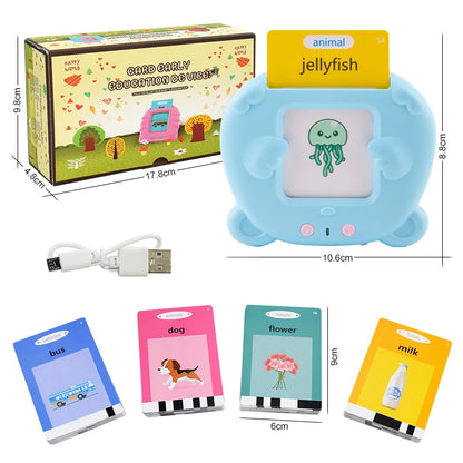 Educational Kid Learning English Toy Talking Word Flash Card Machine Kindergarten English Electronic Book Toddler Reading Gadget