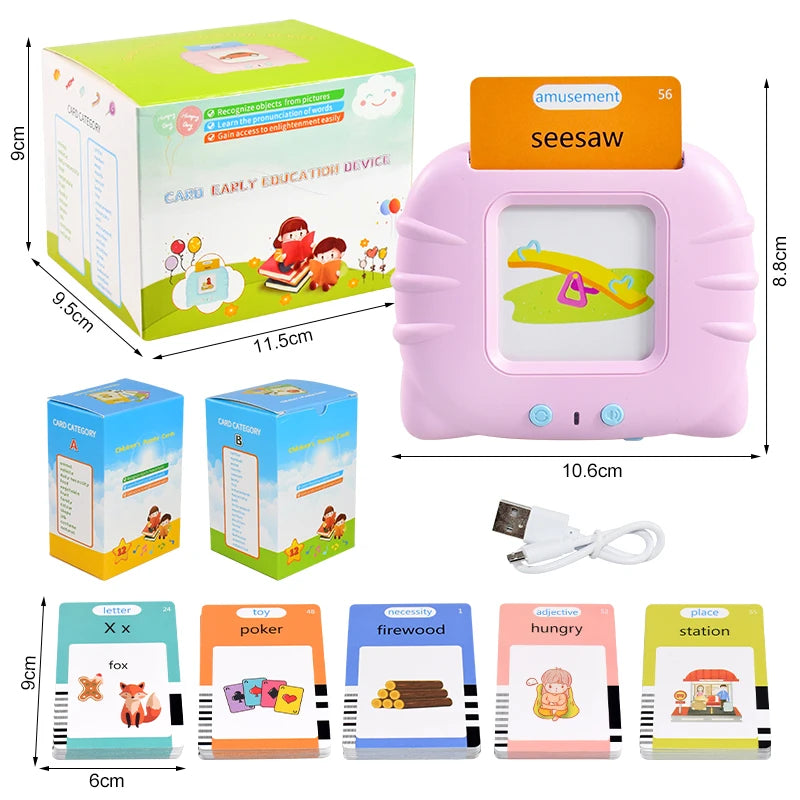 Educational Kid Learning English Toy Talking Word Flash Card Machine Kindergarten English Electronic Book Toddler Reading Gadget