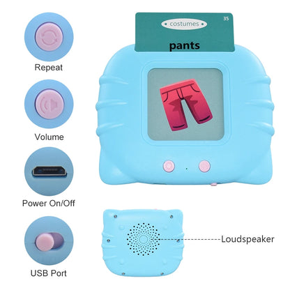 Educational Kid Learning English Toy Talking Word Flash Card Machine Kindergarten English Electronic Book Toddler Reading Gadget