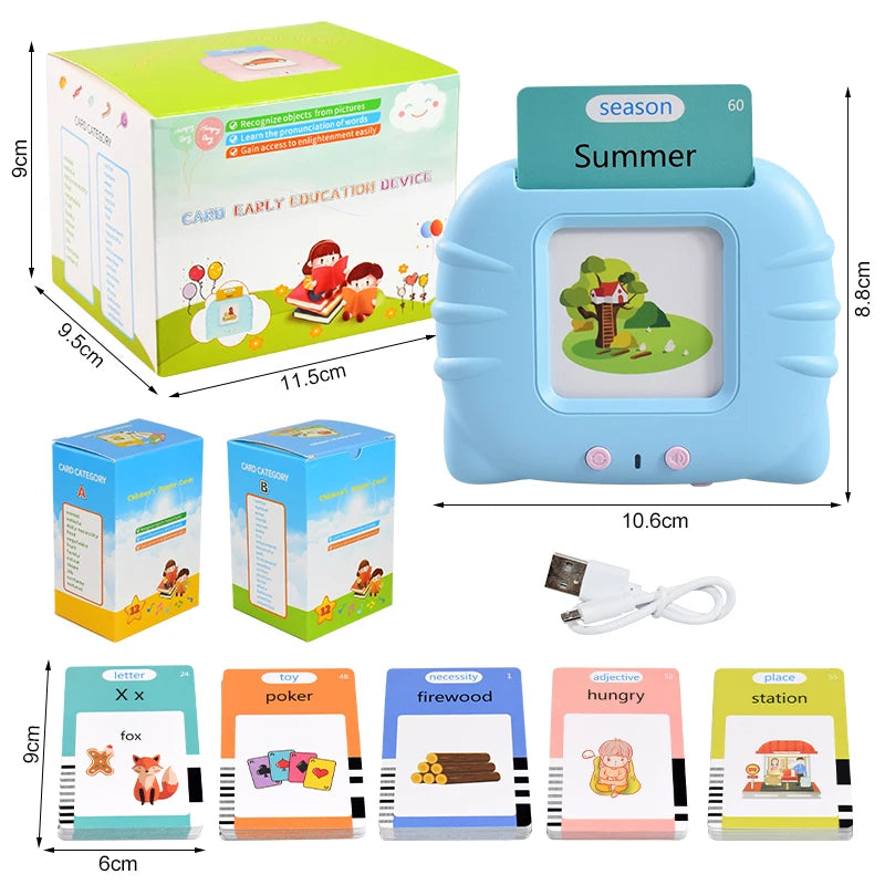 Educational Kid Learning English Toy Talking Word Flash Card Machine Kindergarten English Electronic Book Toddler Reading Gadget