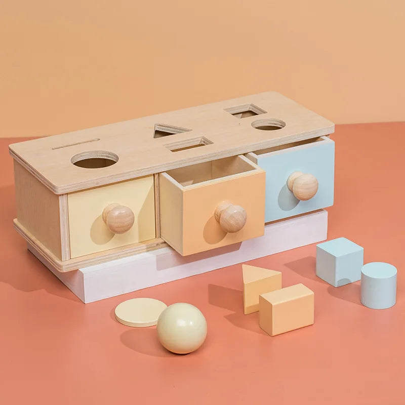 Montessori Baby Early Learning Toys Chroma Wooden Practice Color Shape Cognition Match Round Rectangular Box Sensory Toys Gifts