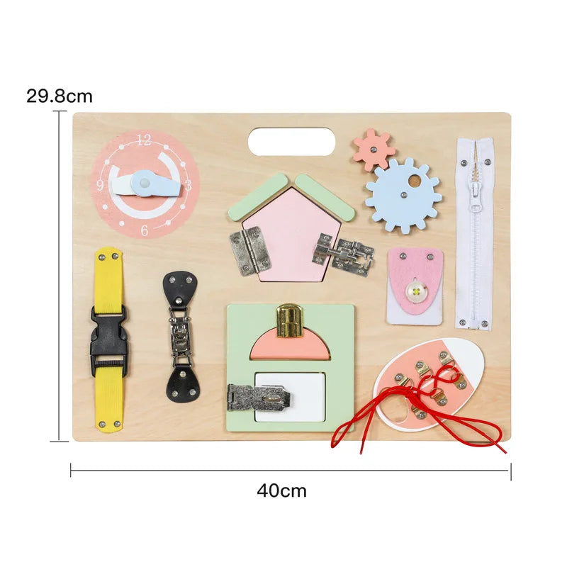 Wooden Montessori Busyboards Latch Lock Daily Skill Learning Education Busy Boards Children Training Cognition Interactive Toys