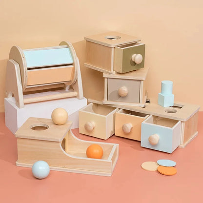 Montessori Baby Early Learning Toys Chroma Wooden Practice Color Shape Cognition Match Round Rectangular Box Sensory Toys Gifts